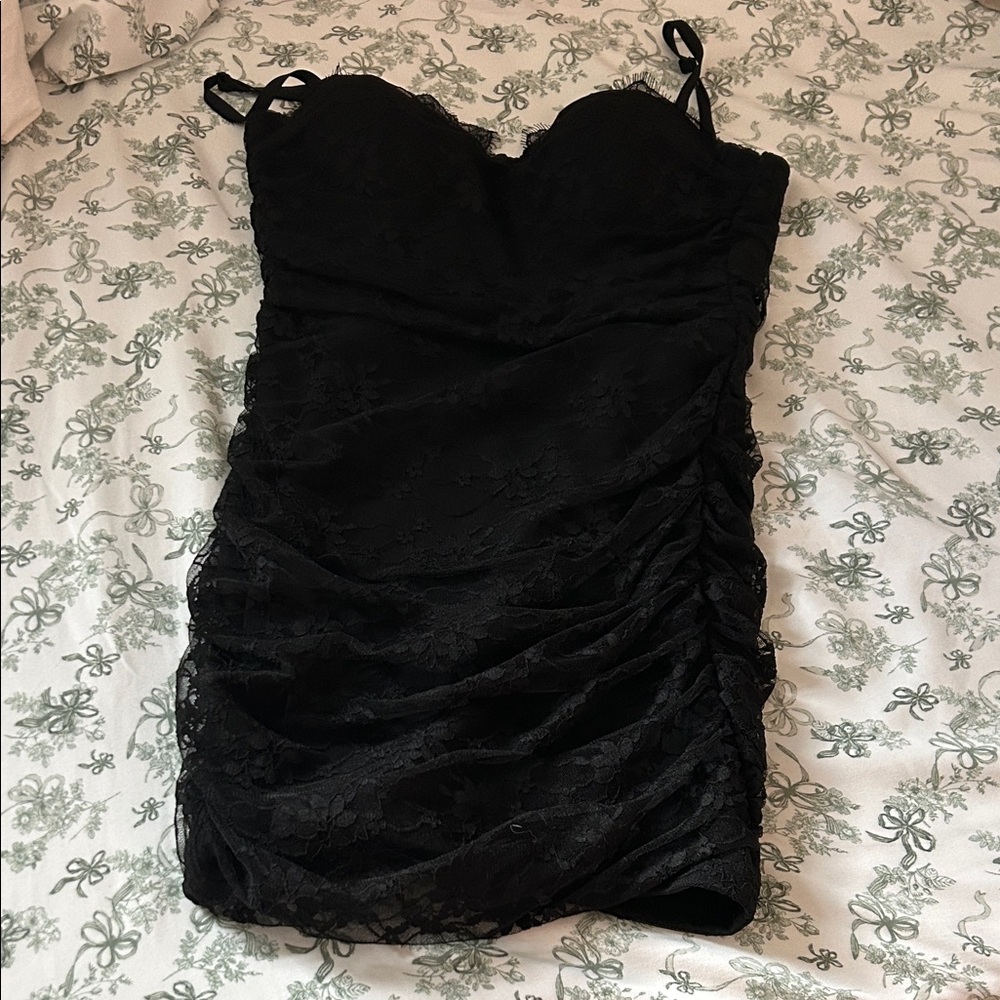 Windsor Black Ruched Mini Dress